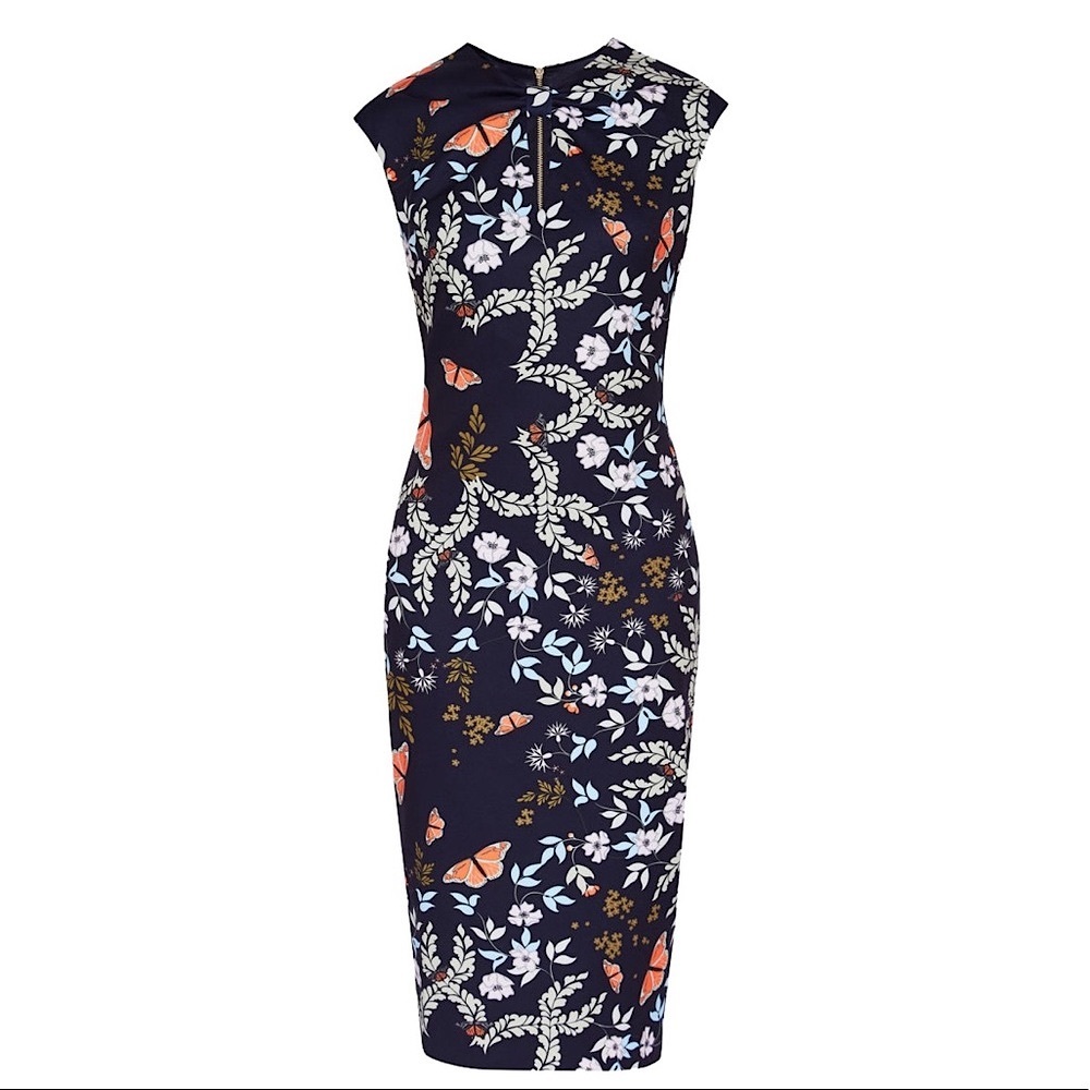 Ted Baker, Sz 1, Kairra Kyoto Gardens Bow Neck Dress